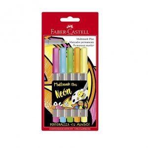 Marcador Faber Castell Multimark Plus 5 Colores Neón