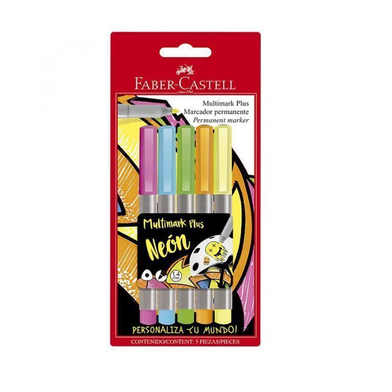 Marcador Faber Castell Multimark Plus 5 Colores Neón