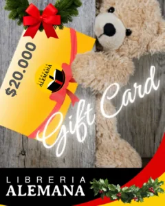 Gift Card Librería Alemana $20.000 con diseño navideño, tarjeta regalo para compra de libros, ideal para amantes de la lectura