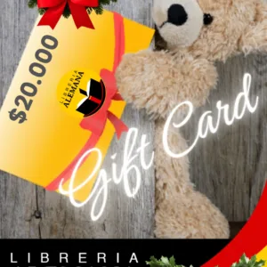 Gift Card Librería Alemana $20.000 con diseño navideño, tarjeta regalo para compra de libros, ideal para amantes de la lectura