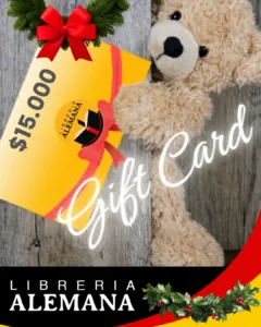 Gift Card Librería Alemana $15.000 con diseño navideño, tarjeta regalo para libros y lectores, opción flexible para regalar lectura