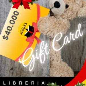 Gift Card Librería Alemana $40.000 con diseño navideño, tarjeta regalo para libros y lectura, ideal para lectores exigentes
