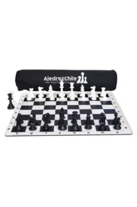 Ajedrez Tablero Goma 51CM Negro Piezas Grandes