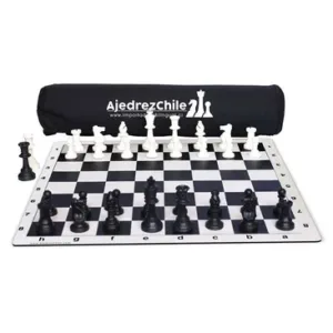 Ajedrez Tablero Goma 51CM Negro Piezas Grandes