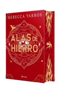 Portada de Alas de Hierro de Rebecca Yarros, con una imagen que refleja la intensidad y el peligro del mundo de los Jinetes de Dragón.