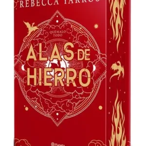 Portada de Alas de Hierro de Rebecca Yarros, con una imagen que refleja la intensidad y el peligro del mundo de los Jinetes de Dragón.