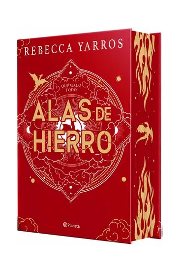 Portada de Alas de Hierro de Rebecca Yarros, con una imagen que refleja la intensidad y el peligro del mundo de los Jinetes de Dragón.