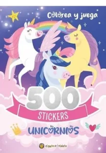 Portada del libro infantil “500 Stickers Unicornios”