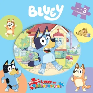 Bluey mi primer libro de rompecabezas, portada del libro infantil interactivo con actividades y puzzles