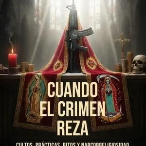 Cuando el crimen reza portada del libro de Pablo Zeballos sobre cultos, ritos y narcorrreligiosidad en el crimen organizado