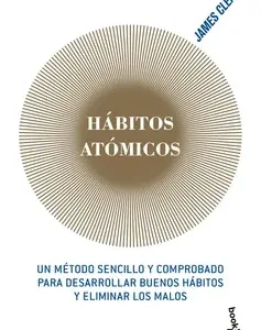 Hábitos atómicos portada del libro de James Clear con diseño circular minimalista