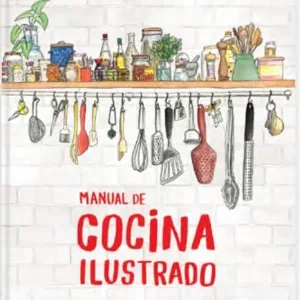 Manual de cocina ilustrado portada del libro con utensilios y recetas explicadas de forma visual