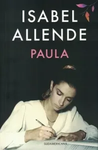 Paula portada del libro de Isabel Allende con imagen de la autora escribiendo