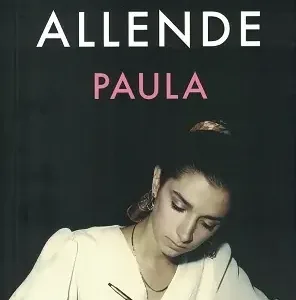 Paula portada del libro de Isabel Allende con imagen de la autora escribiendo