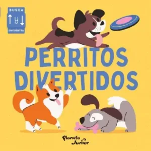 Perritos Divertidos portada ilustrada con perros jugando en estilo infantil colorido