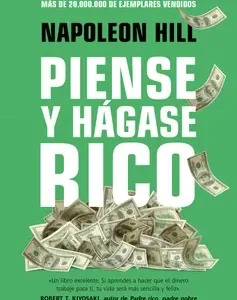 Piense y hágase rico de Napoleon Hill, portada del libro clásico sobre mentalidad, éxito y riqueza personal