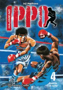 Portada del manga Hajime no Ippo 4 de Joji Morikawa con Ippo en medio de un round de boxeo