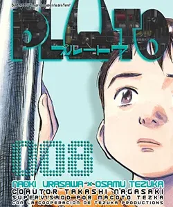 Portada del manga Pluto n° 8 de Naoki Urasawa, Osamu Tezuka, Takashi Nagasaki, Edición Planeta Cómic