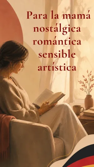 Mamá leyendo libro en sillón junto a ventana luz cálida estilo ilustrado campaña Día de la Madre Librería Alemana